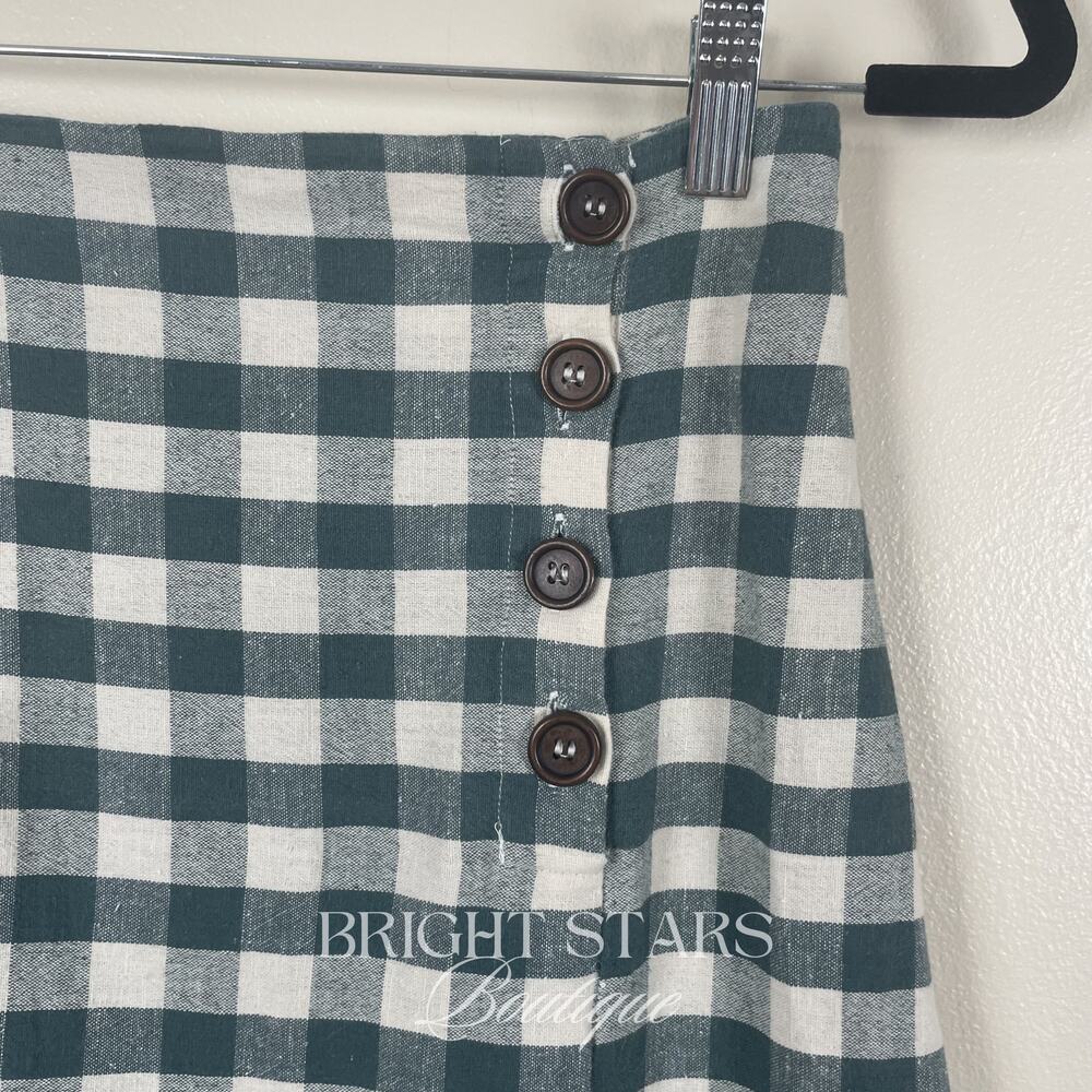 Rare Gingham Skirt ASO Taylor Swift Folklore Green White Plaid Midi Fall - Picture 5 of 6